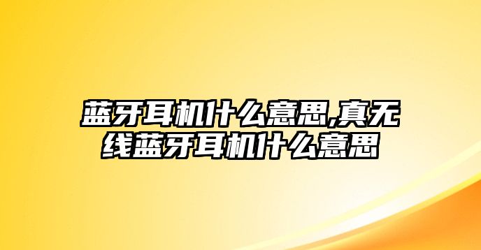 藍(lán)牙耳機(jī)什么意思,真無線藍(lán)牙耳機(jī)什么意思