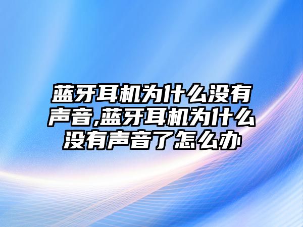 藍(lán)牙耳機(jī)為什么沒有聲音,藍(lán)牙耳機(jī)為什么沒有聲音了怎么辦