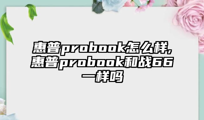 惠普probook怎么樣,惠普probook和戰(zhàn)66一樣嗎