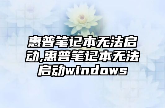 惠普筆記本無法啟動,惠普筆記本無法啟動windows